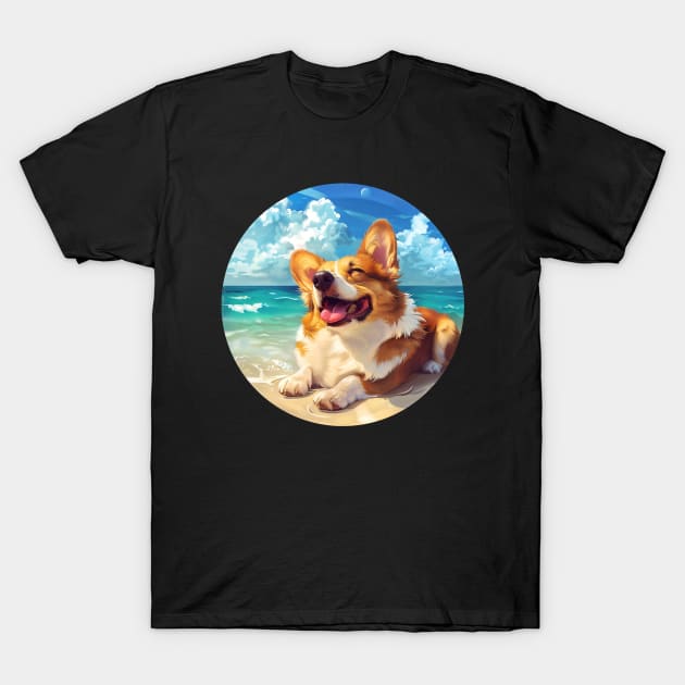 Summer corgi beach day T-Shirt by beangeerie